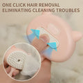 Pink pig-shaped self-cleaning mist cat and dog grooming brush with soft silicone one-click pet hair remover head