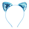 Light blue sequined cat ear sweet headband hairpin made of shiny sequins for a cartoon sweet headband look