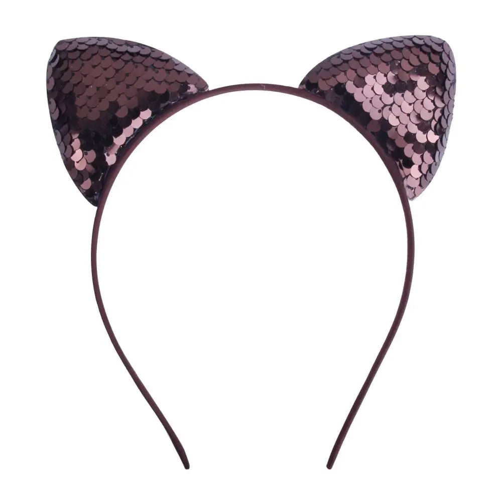 Shiny rose gold sequined cat ear sweet headband hairpin featuring cartoon style for fashionable wear
