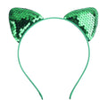 Green sequined cat ear sweet headband hairpin made of shiny fabric for cartoon sweet headband style
