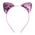 Pink sequined cat ear sweet headband hairpin made of sparkling fabric for cartoon sweet headband style