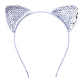 Silver sequined cat ear sweet headband hairpin with cartoon style for stylish hair accessory use