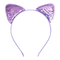 Purple sequined cat ear sweet headband hairpin made of sparkling material for a cartoon sweet headband look