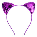 Purple sequined cat ear sweet headband hairpin made of sparkling fabric for a cartoon sweet headband look