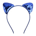 Blue sequined cat ear sweet headband hairpin made of sparkling fabric in a cartoon sweet headband design