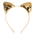 Gold sequined cat ear sweet headband hairpin featuring a cartoon sweet headband design for festive wear