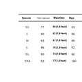 The table shows size measurements for a black sequined halter neck evening dress with layered sheer tulle skirt
