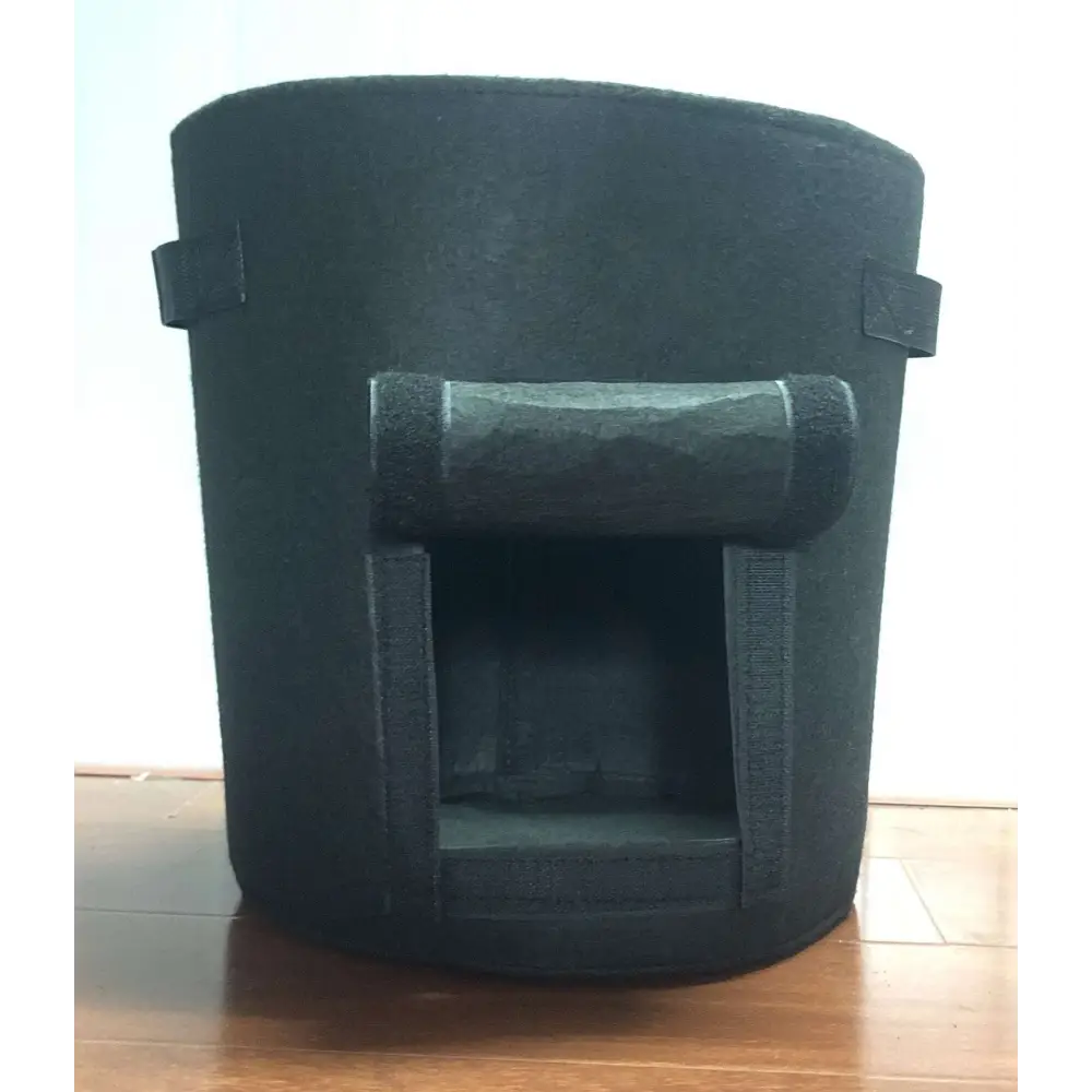 Black felt fabric planting bag with reinforced handles and rectangular window for potato planting bags set of 3