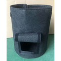 Dark gray felt fabric planting bag with cylindrical shape front flap and side handles for potato planting bags set