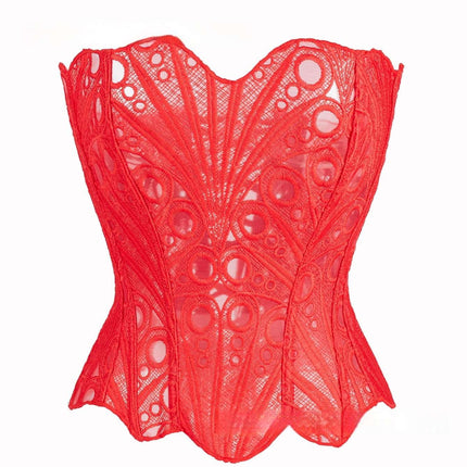 Sexy Hollow Out Corset Top Women Lace Double - layer Streetwear Party Club Corset Clothing - Royalessencelux