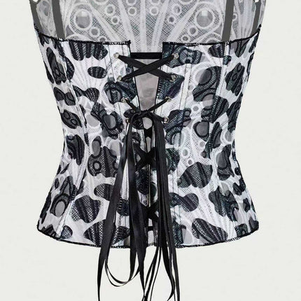 Sexy Hollow Out Corset Top Women Lace Double - layer Streetwear Party Club Corset Clothing - Royalessencelux