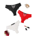 Sexy lace cheeky panties in black red and white lace with a love band by avidlove women sexy collection