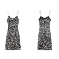 Black and white white leopard print satin slip dress with leopard print chain straps for a sexy look