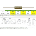Size guide chart for a one-size-fits-most shiny rhinestone mesh performance leotard with measurements in cm and inches
