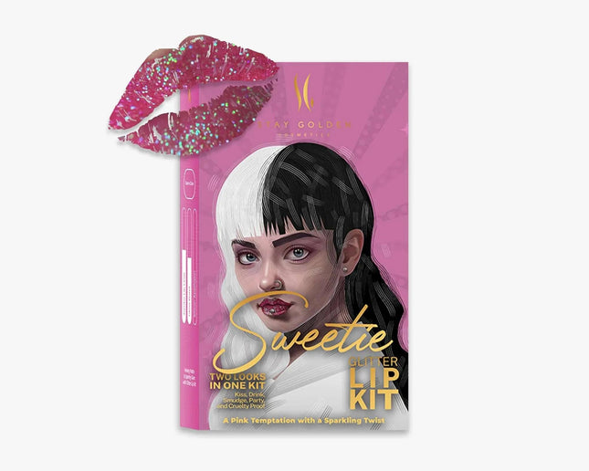 SG STAY GOLDEN COSMETICS Sweetie Glitter Lip Kit with Lip Liner - Royalessencelux