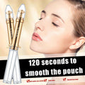 Two elegant gold and clear glass eye serum applicators with sleek modern design for shellfish peptide anti-aging anti-wrinkle cream