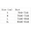 Size chart for shimmering pink satin luxury womens fashion bikini swimsuit showing bust in cm for sizes s to xl