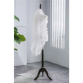 Short veil soft mesh sequined lace white ivory with delicate floral patterns draped elegantly over a mannequin head