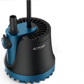 Black and blue silent home submersible water pump with ribbed base, side-mounted control knob, and vertical outlet pipe