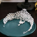 Silver baroque bride crown with silver filigree, sparkling crystals, and teardrop pendants bride crown adorned elegantly