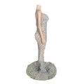 A shimmering silver beaded sexy elegant fishtail gown with one-shoulder design and an expansive beaded train