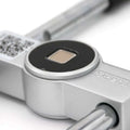 Silver metallic torque wrench with black dial housing and engraved brand name for home smart fingerprint door lock featuring durability