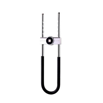 Silver and black home smart fingerprint door lock featuring a sturdy metal body and rubberized grip handle