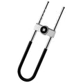 Silver and black u-shaped bike lock with textured grip handles for a home smart fingerprint door lock featuring security