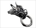 Silver dragon head keychain with intricate detailing and polished metallic finish complements double dragon bracelet designs