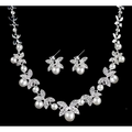 Silver butterfly bride wedding jewelry set featuring a silver butterfly-themed necklace and matching pearl accented earrings