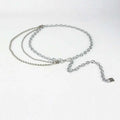 Silver chain belt with layered design and padlock charm perfect for summer body jewelry and jewelry hip hop styles