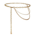 Gold-toned layered chain belt with padlock charm perfect silver chain belt for summer body jewelry and jewelry hip hop styles