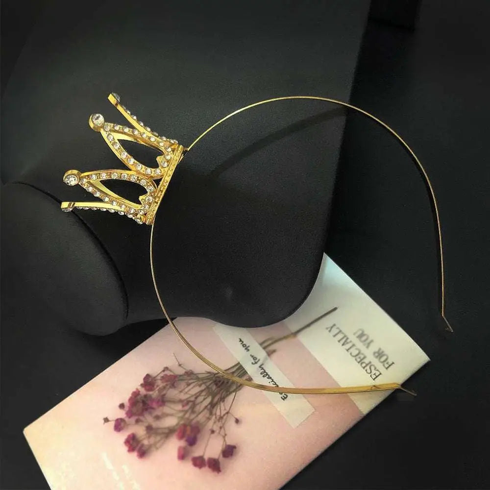 Gold-colored tiara headband with sparkling rhinestones as silver childrens hair comb crown rhinestone accessories