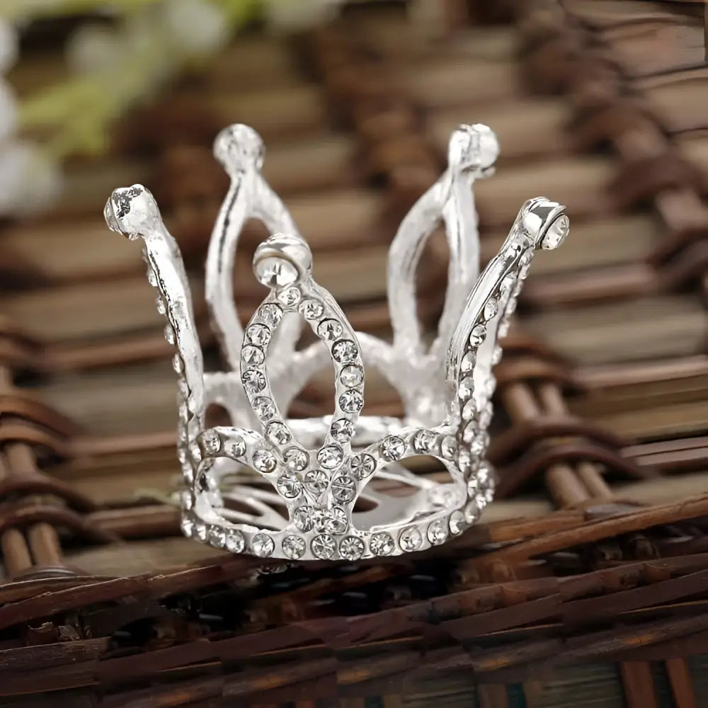 Silver childrens hair comb crown featuring a sparkling silver tiara with clear rhinestone crown rhinestone accessories