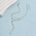 Silver crystal fashion minimalist bracelet ring featuring a silver chain anklet with clear faceted gemstones and lobster clasp