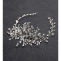 A delicate silver crystal gauze dress accessories headdress with clear faceted beads and tiny flower embellishments