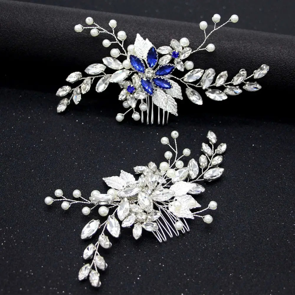 Silver crystal gauze dress accessories headdress featuring a delicate silver crystal hair vine with rhinestones and teardrop crystals