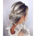 Silver crystal gauze dress accessories headdress featuring a delicate silver crystal hair vine with rhinestones and teardrop crystals