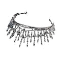 Silver crystal makeup headdress super beautiful crown with intricate leaf and crystal drop designs in silver metal