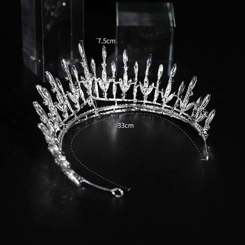 Silver crystal makeup headdress super beautiful crown with intricate leaf and crystal design for shooting wedding dress