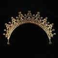 Silver crystal queen bridal wedding crown with golden ornate floral and scrollwork design wedding crown headdress