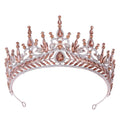 Rose gold hair hoop crown with silver crystal wedding design featuring peach teardrop crystals and diamond kc gold accents