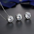 Silver cubic zirconia bride fashion accessories jewelry set with stud earrings and matching pendant necklace in silver tone