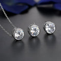 Silver cubic zirconia bride fashion accessories jewelry set featuring silver-toned stud earrings and matching pendant necklace