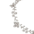 Silver floral crystal zircon hair band adorned with delicate silver-toned butterflies and flowers along a slender vine
