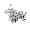 Silver floral shaking hairpin ancient style set featuring a delicate silver floral hair comb with pearls and lace detailing