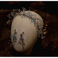 Delicate silver floral super fairy dream crystal hair hoop with clear crystals and blue purple gold floral accents