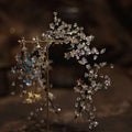 Silver floral super fairy dream crystal hair hoop with clear iridescent crystal flowers on gold-toned frame