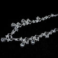 Silver floral zircon necklace earrings korean set featuring silver leaf and teardrop pendant with clear crystal accents