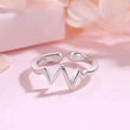 A sleek silver adjustable ring with a distinctive zigzag heartbeat design for silver heartbeat korean style